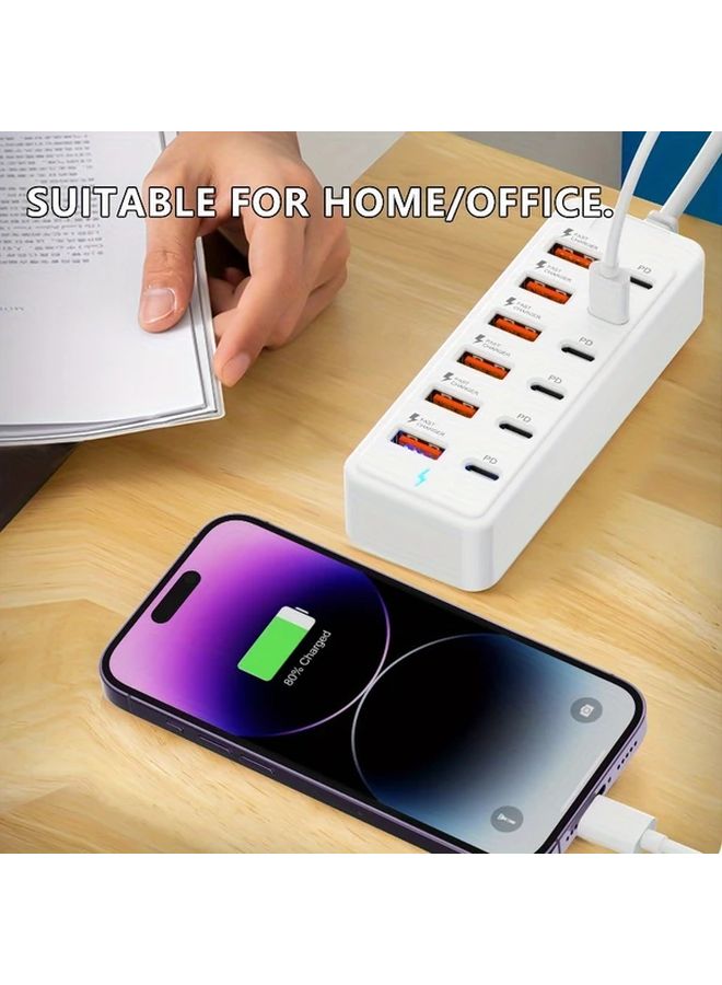 محطة الشحن السريع USB 12 في 1 باللون الأبيض، بقوة قصوى 66 واط لكل منفذ لأجهزة اللابتوب والأجهزة اللوحية والمتعددة - Image 4