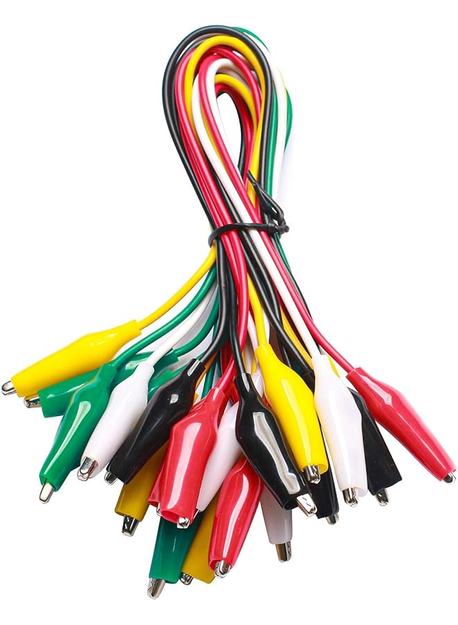 The Bros مجموعة أسلاك اختبار ومشابك تمساح 10 قطع و5 ألوان، أحمر، أصفر، أخضر، أبيض، أسود، 20.5 بوصة (عبوة واحدة)، WG-026 - Image 1