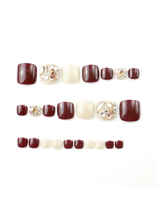 SCHAVO 24 Pieces Press on Toenail Fake Nail Set with Sparking Dimond - Image 5