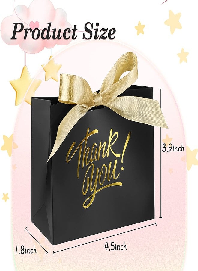 DOYIDE Small Thank You Gift Bags - 60 Pack Mini Candy Treat Bags for Birthday, Wedding, Party & Holidays - 4.5x1.8x3.9in Boxes with Gold Foil Printed Bow Ribbon - Image 4