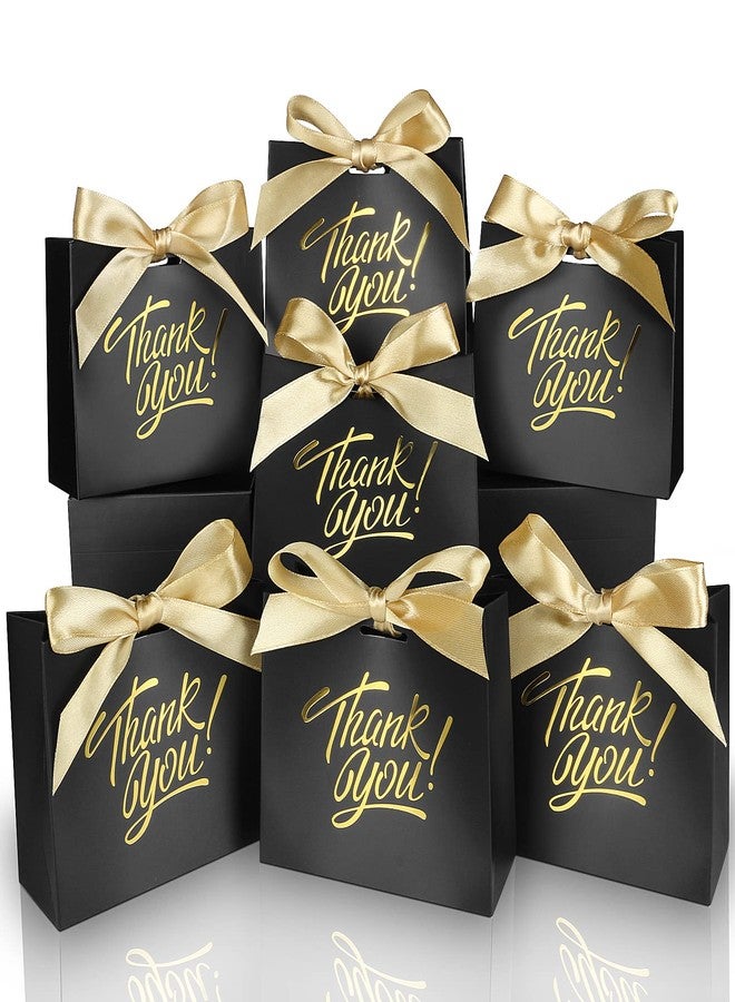 DOYIDE Small Thank You Gift Bags - 60 Pack Mini Candy Treat Bags for Birthday, Wedding, Party & Holidays - 4.5x1.8x3.9in Boxes with Gold Foil Printed Bow Ribbon - Image 1