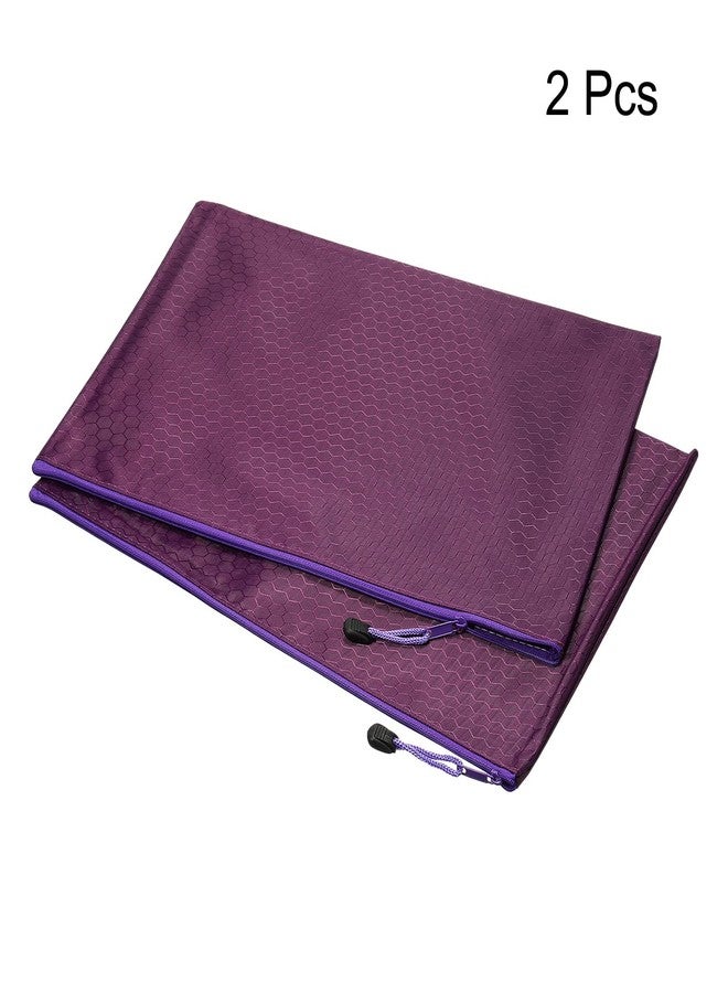 PATIKIL Waterproof Zipper File Bags 2 Pack B4 Document Storage Folders Bills Pencil Pouch for Office Travel, Purple - Image 2