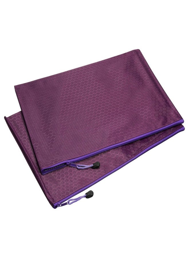 PATIKIL Waterproof Zipper File Bags 2 Pack B4 Document Storage Folders Bills Pencil Pouch for Office Travel, Purple - Image 1