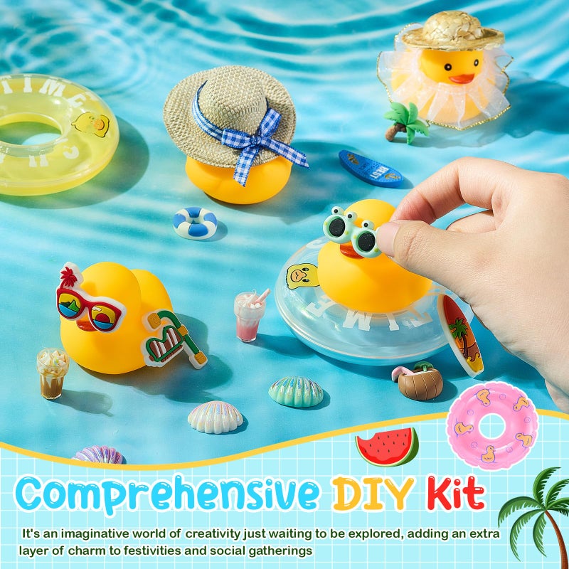 Poen Rubber Duck Accessories Decorations For Cowgirl Hats Glasses Earphones So On Necklaces Swimming Ring Crowns Bibs Diy Accessories Gifts For Christmas Rubber Duck(100 Pcs Summer Style) - Image 3