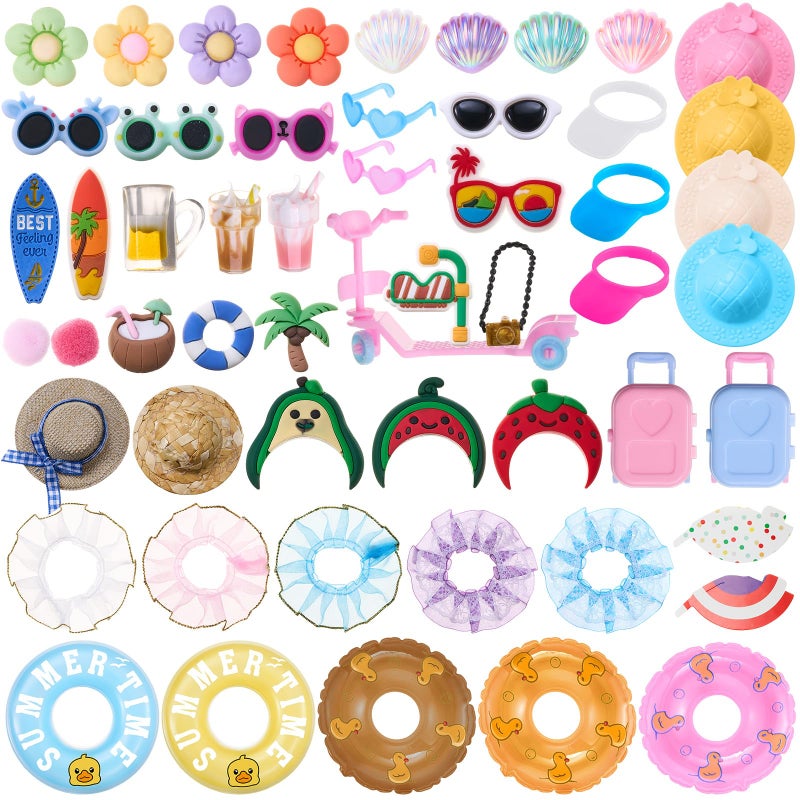 Poen Rubber Duck Accessories Decorations For Cowgirl Hats Glasses Earphones So On Necklaces Swimming Ring Crowns Bibs Diy Accessories Gifts For Christmas Rubber Duck(100 Pcs Summer Style) - Image 1