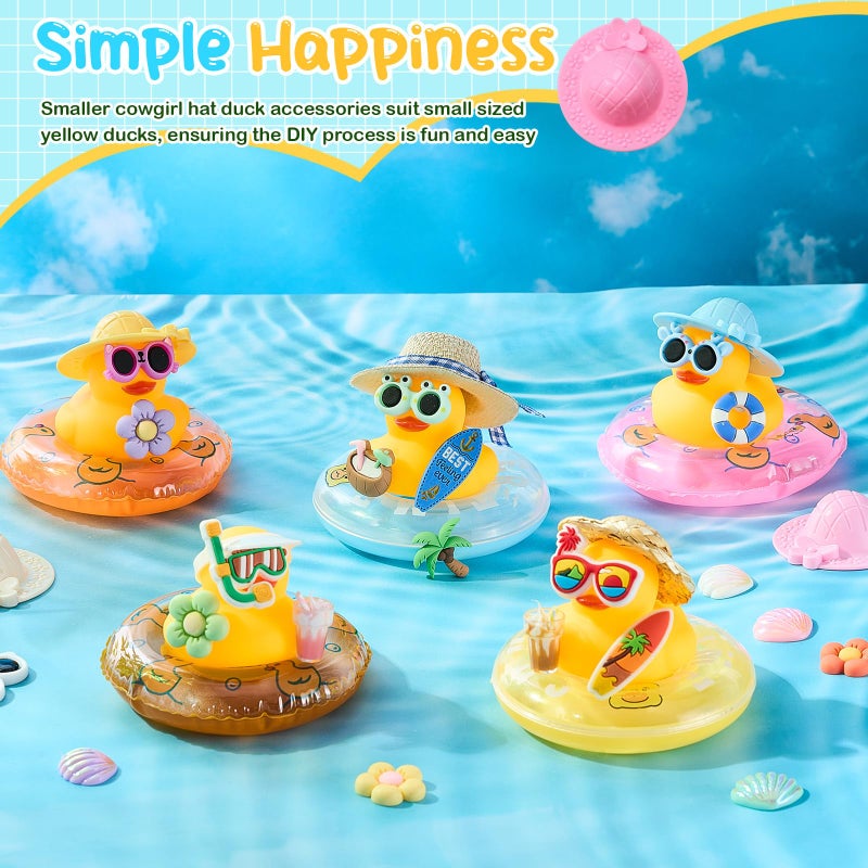 Poen Rubber Duck Accessories Decorations For Cowgirl Hats Glasses Earphones So On Necklaces Swimming Ring Crowns Bibs Diy Accessories Gifts For Christmas Rubber Duck(100 Pcs Summer Style) - Image 5