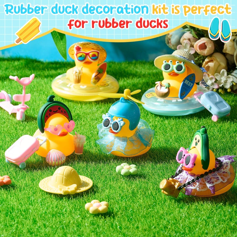 Poen Rubber Duck Accessories Decorations For Cowgirl Hats Glasses Earphones So On Necklaces Swimming Ring Crowns Bibs Diy Accessories Gifts For Christmas Rubber Duck(100 Pcs Summer Style) - Image 2