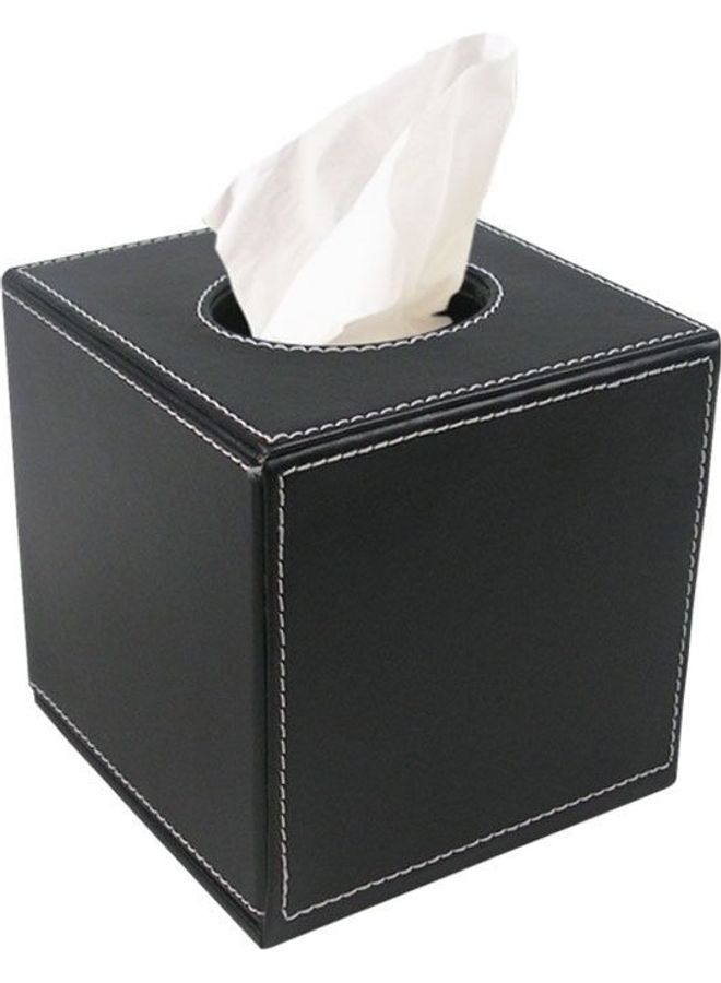 PU Leather Car Tissue Box Black 13 x 13cm - Image 3