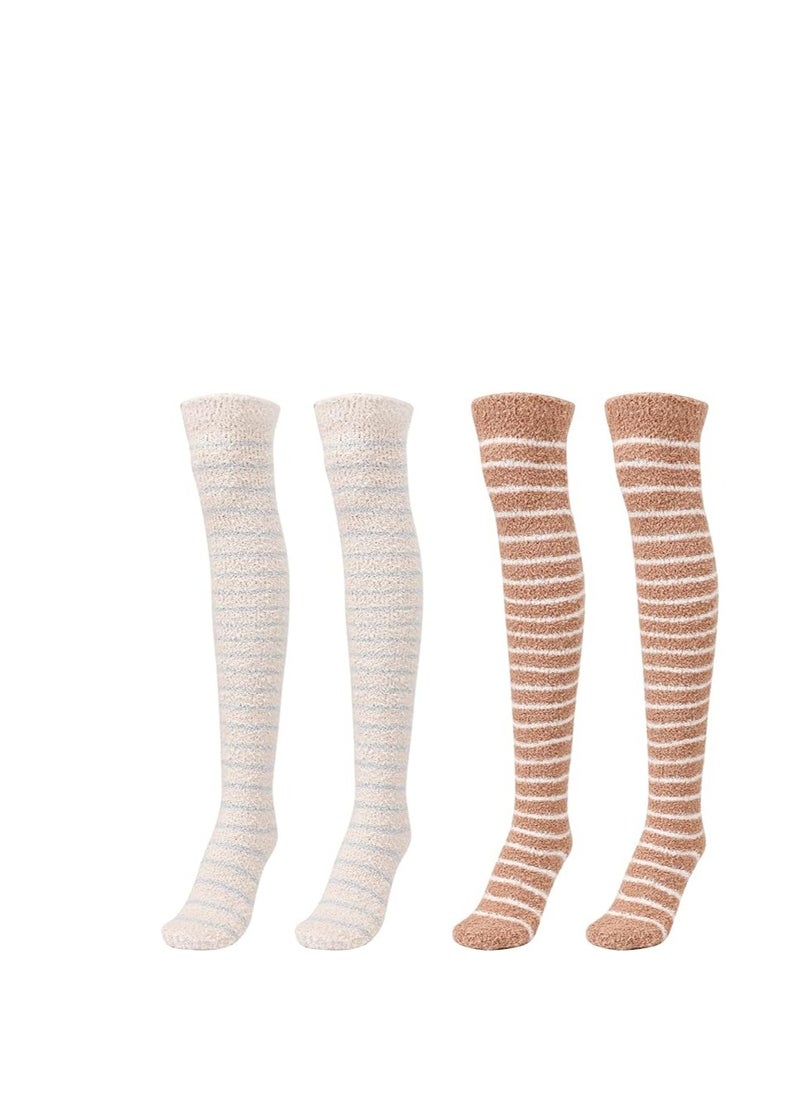 SYOSI - Women Thigh High Socks Extra Long Cotton Knit Warm Thick Tall Long Boot Stockings Leg Warmers (2 Pcs) - Image 1
