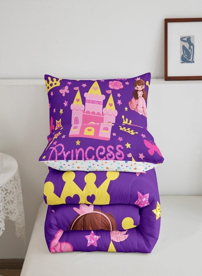 Castle Fairy Dreamy Princess Castle Twin Size Comforter Set,Girls Castle Stars Girls Crown Duvet Set Soft Bed Collection,Butterfly Floral Bedding Comforter for Boys Girls Bedroom,2 Pcs - Image 5