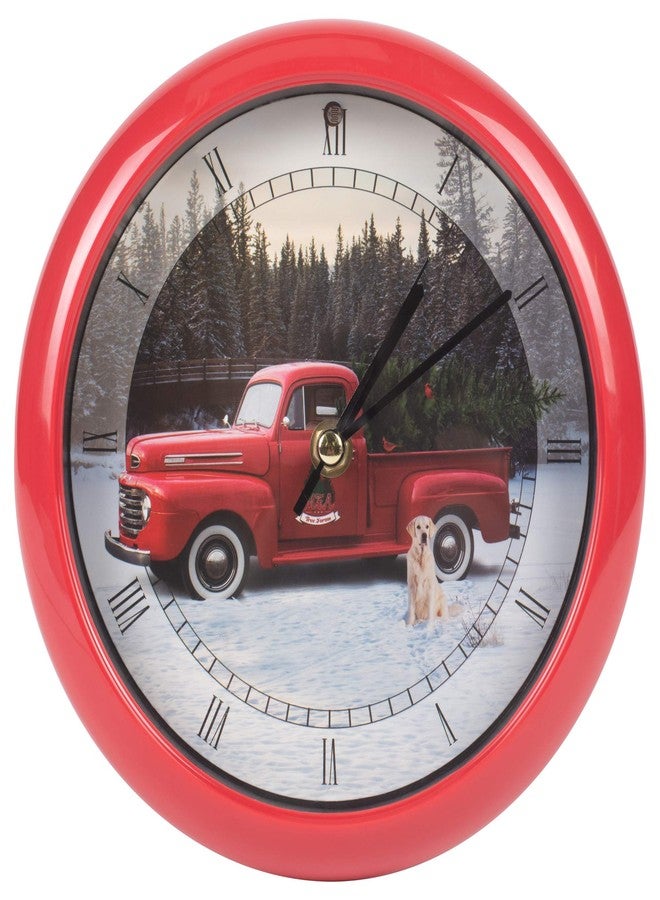 Mark Feldstein & Associates Red Ford Truck Christmas Carol Clock Plays 12 Traditional Carols - Image 1