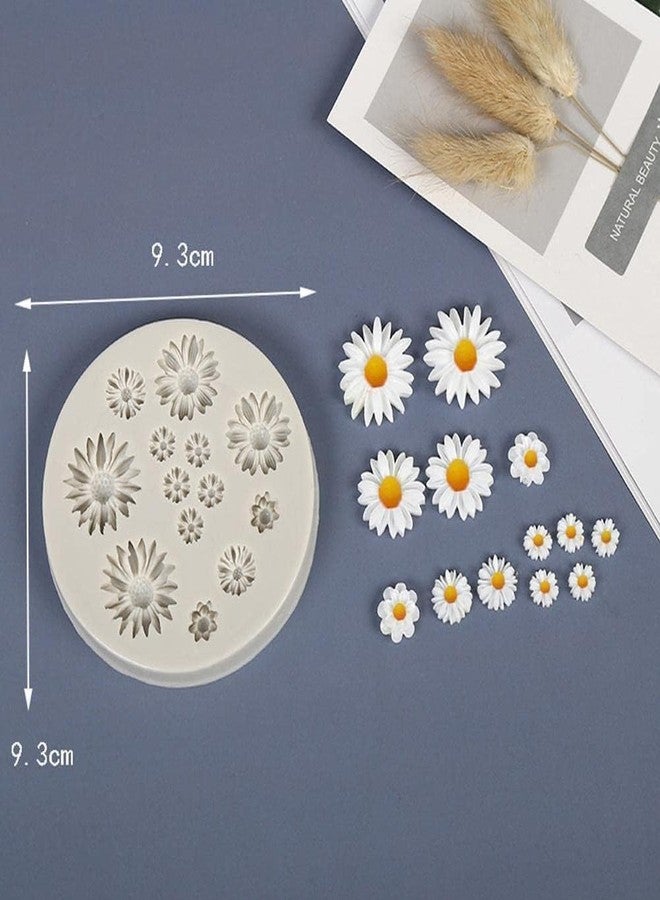 Bwexxt 4 Pcs Cute Flower Silicone Molds Daisy Shape Fondant Candy Mould Flower Chocolate for DIY Cake Cupcake Topper Fudge Candy Making Supplies for Cake Decoration Candy Ice Cube Soap Wax Making Craft - Image 2