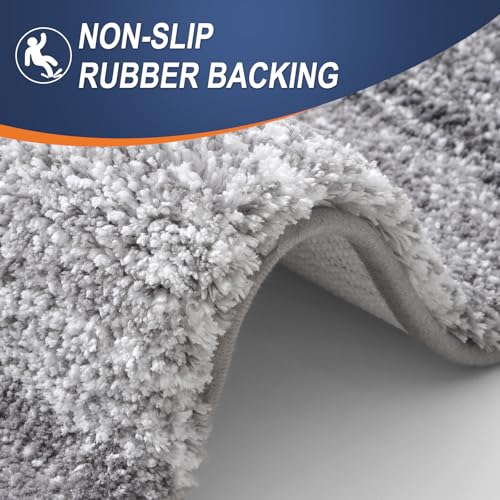 OLANLY Bathroom Rug Set 2 Piece, Soft Absorbent Microfiber Bath Rug Set, Non-Slip, Machine Wash Dry, Plush Shaggy Bath Mats for Bathroom (30"x20"+24"x16", Grey) - Image 5