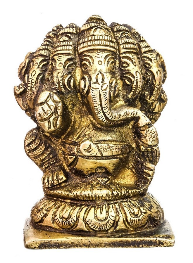 Aone India Brass Pancha Mukhi Ganesha Small Statue of Five Headed Ganpati Height 3 Inch