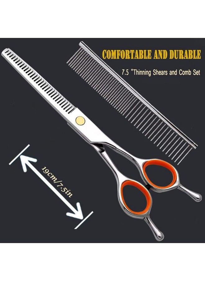 AIRY AIRY 7.5" Professional Thinning Shears Dog Grooming Blending Scissor, 20%-30% Thinning Rate Pet Grooming Thinner Blender Shears Set Includes No Traces Scissors & Steel Comb Right and Left Handers  - Image 4