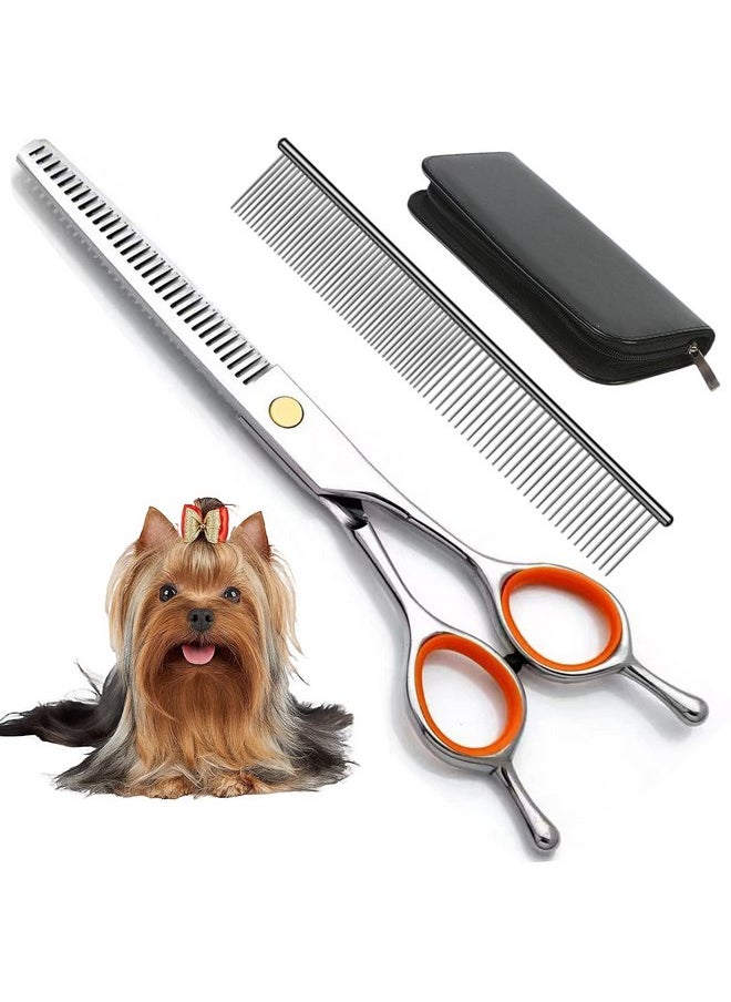 AIRY AIRY 7.5" Professional Thinning Shears Dog Grooming Blending Scissor, 20%-30% Thinning Rate Pet Grooming Thinner Blender Shears Set Includes No Traces Scissors & Steel Comb Right and Left Handers  - Image 1