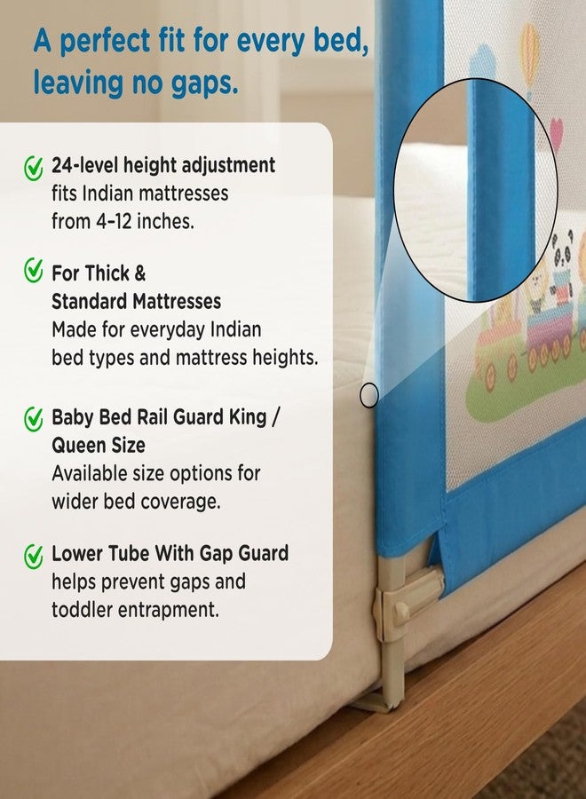 Mee Mee Bed Rail Guard 6 ft (180 × 72 cm) | Adjustable Safety Rail for Babies & Toddlers | Portable Single-Side Guard with Elephant Print (1, Blue) - Image 4
