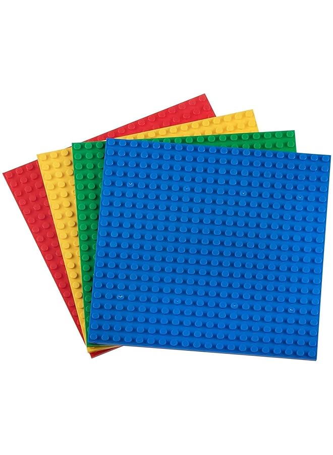 KASTWAVE Baseplates Compatible With All Major Brick Brands Stackable Building Bases For Kids And Adults Pack Of 4 (Green Red Blue Yellow) - Image 1