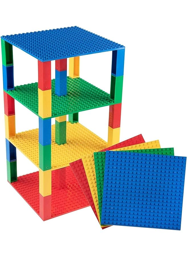 KASTWAVE Baseplates Compatible With All Major Brick Brands Stackable Building Bases For Kids And Adults Pack Of 4 (Green Red Blue Yellow) - Image 2