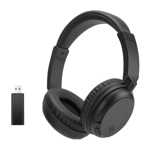 Queemie Wireless Bluetooth Headphones with FM Radio, Over-Ear Wireless Headset for TV, Computer & Phone, No Audio Delay Deep Bass Headphone Ultra-Lightweight Design for Teens & Elderly (Black) - Image 1