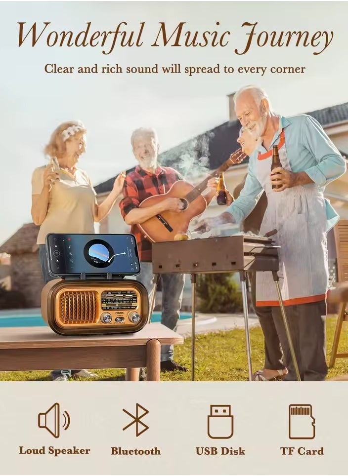 Denx Rechargeable Radio, Portable Radio Am Fm Transistor With Best Sound, Solar/Battery Operated Radio, Support Tf Card/Usb Playing  - Image 2