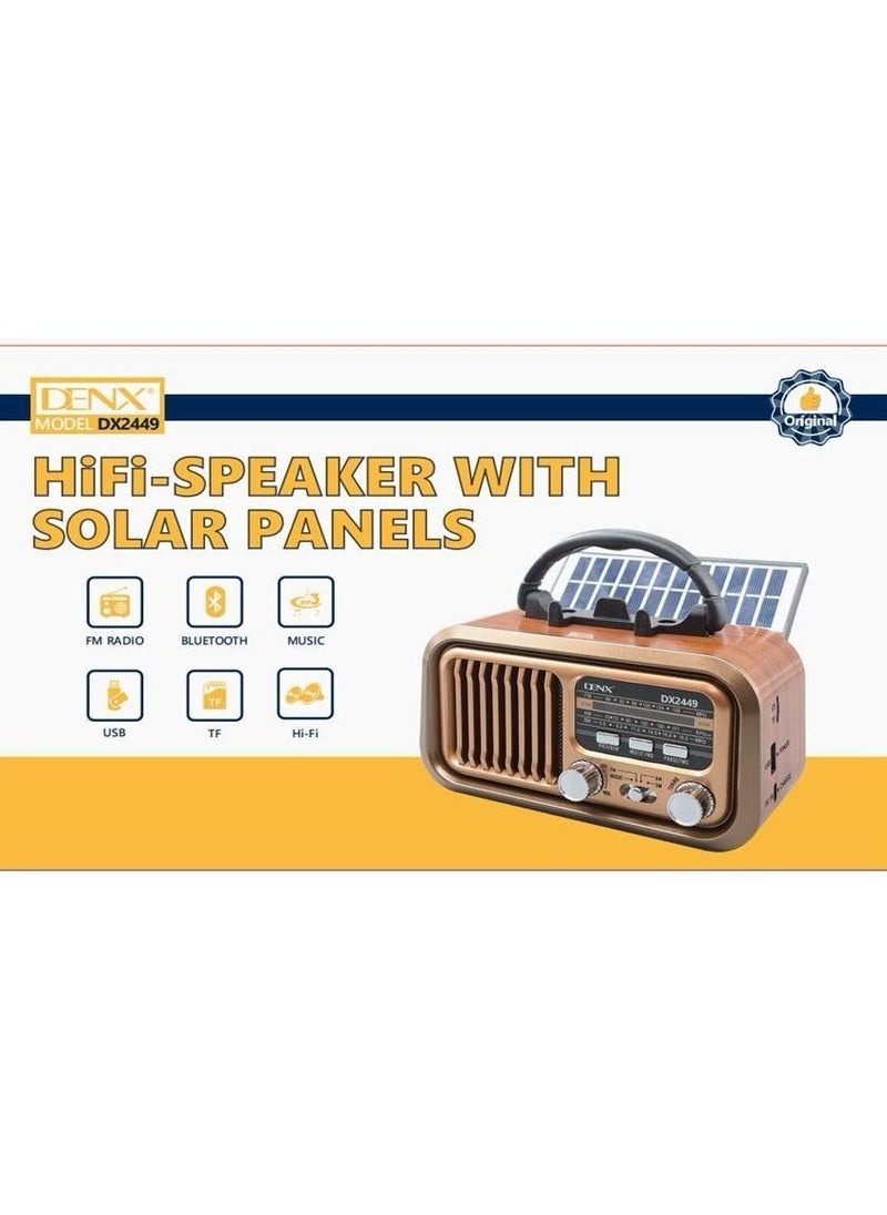 Denx Rechargeable Radio, Portable Radio Am Fm Transistor With Best Sound, Solar/Battery Operated Radio, Support Tf Card/Usb Playing  - Image 4