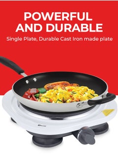 Oscar Oscar Single Hot Plate OHP10W– 1500W Portable Electric Burner, Stainless Steel, Durable Cast Iron Heating Plate, Works with All Cookware, Adjustable Temperature Control, Overheat Protection, Fast Heating, Non-Slip Feet, 220-240V  - Image 3