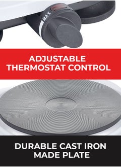 Oscar Oscar Single Hot Plate OHP10W– 1500W Portable Electric Burner, Stainless Steel, Durable Cast Iron Heating Plate, Works with All Cookware, Adjustable Temperature Control, Overheat Protection, Fast Heating, Non-Slip Feet, 220-240V  - Image 5