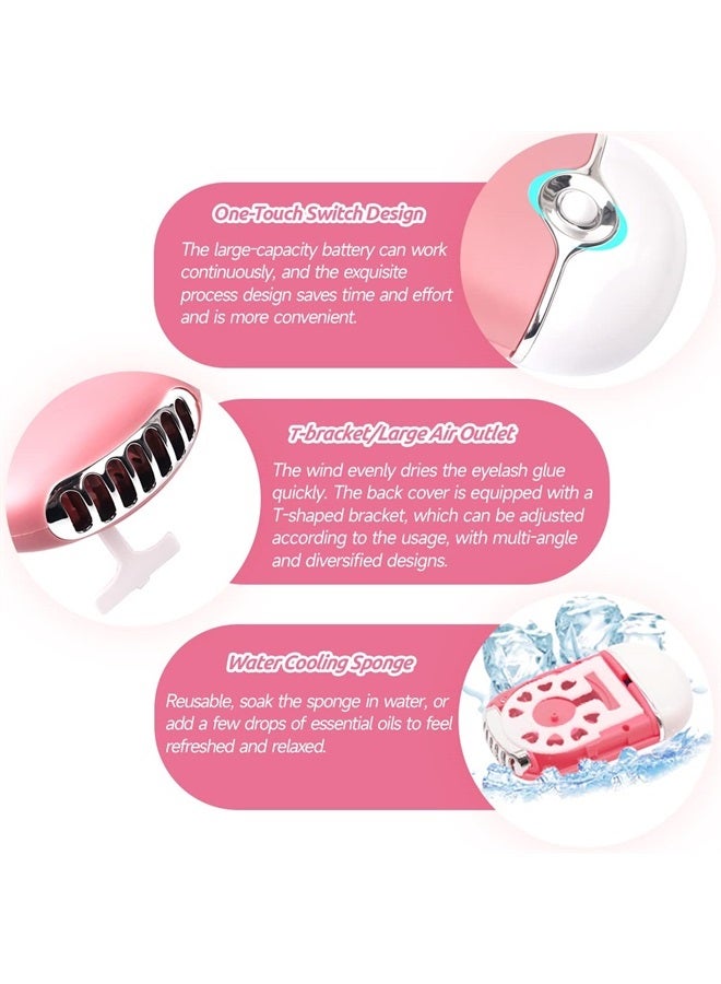 DNSGOOR Eyelash Extension Supplies Lash Extension Kit for Beginner USB Lash Fan 0.07D Curl Mix 7-15mm Lash Silicone Pad Tweezers Under Eye Gel Pad Micro Brush Wash Bottle Mascara Brush Glue Ring (Pink) - Image 3