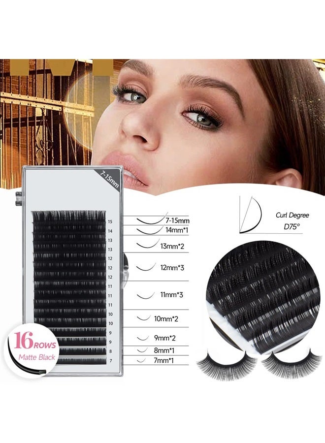 DNSGOOR Eyelash Extension Supplies Lash Extension Kit for Beginner USB Lash Fan 0.07D Curl Mix 7-15mm Lash Silicone Pad Tweezers Under Eye Gel Pad Micro Brush Wash Bottle Mascara Brush Glue Ring (Pink) - Image 5
