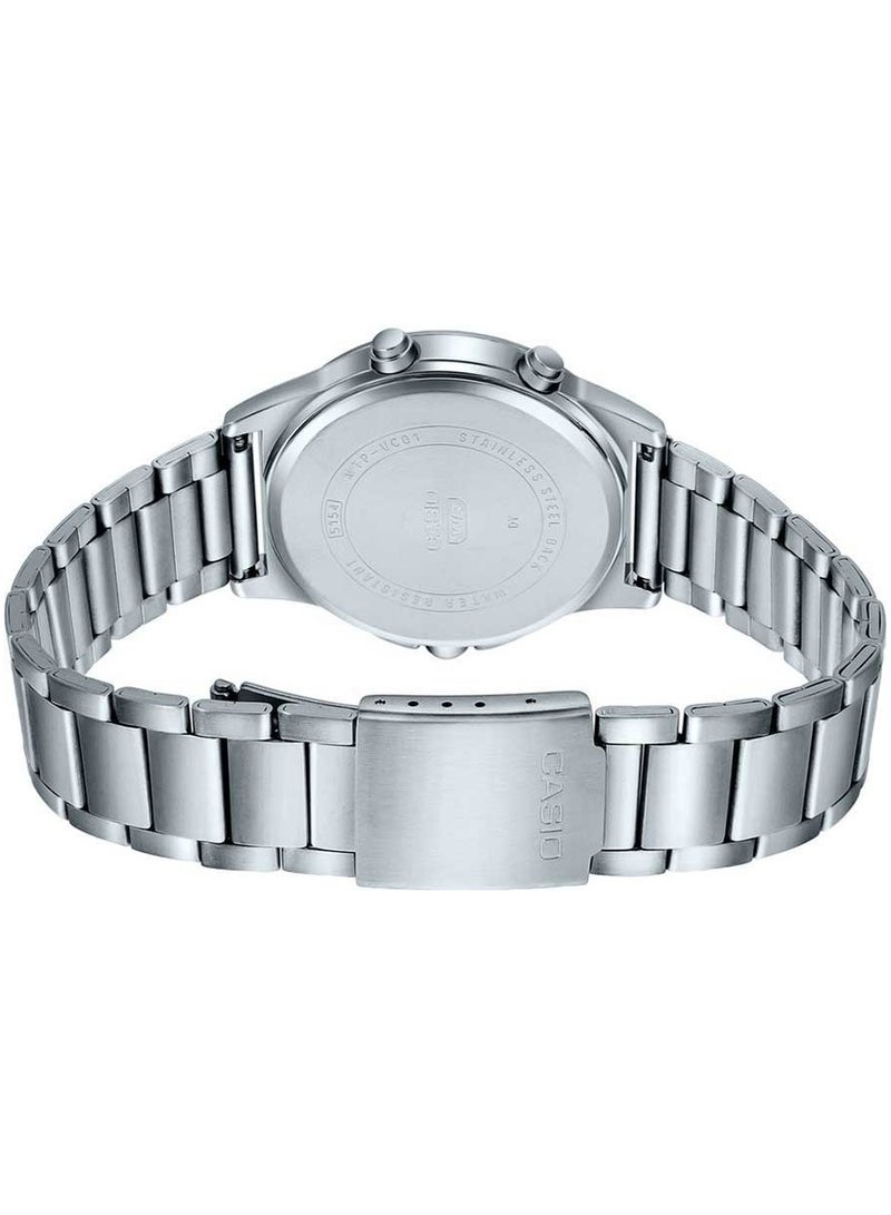 CASIO CASIO MTP-VC01D-2EUDF Men's Blue Dial Stainless Steel Band Analog-Digital Wrist Watch - Image 4