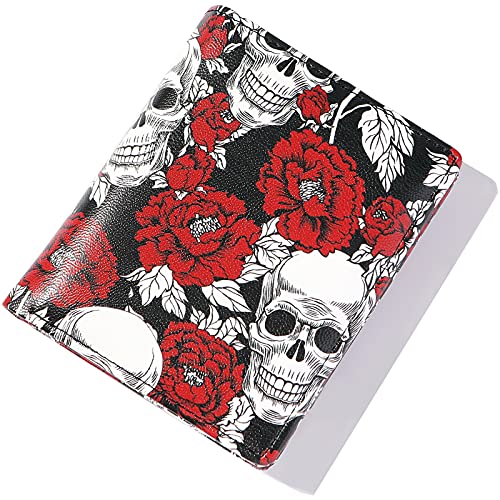 AnnabelZ Women Wallets Small Bifold Leather Pocket Wallet Ladies Mini Short Purse (Rose Skull) - Image 1