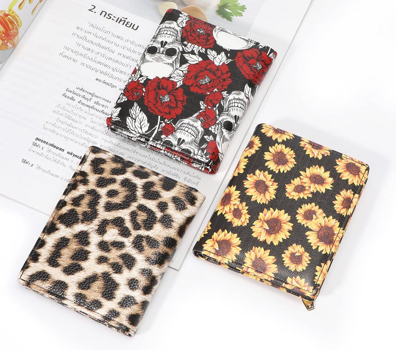 AnnabelZ Women Wallets Small Bifold Leather Pocket Wallet Ladies Mini Short Purse (Rose Skull) - Image 5