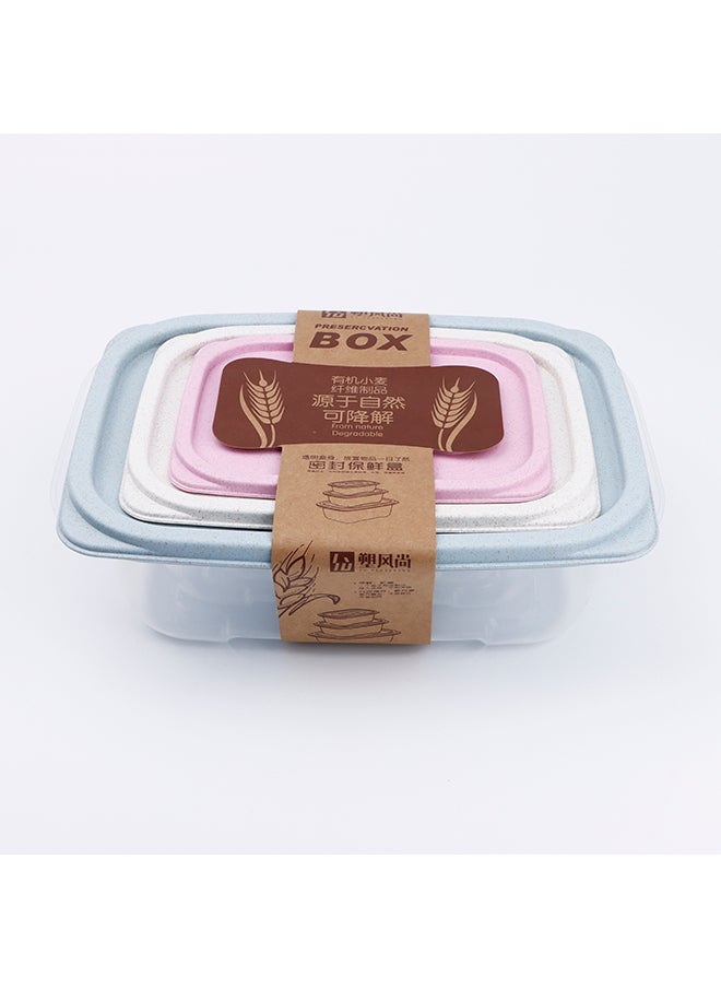 Kitchenmark 3-Piece Rectangular Biodegradable Plastic Multicolor Multisize Container Combo Set  - Image 2