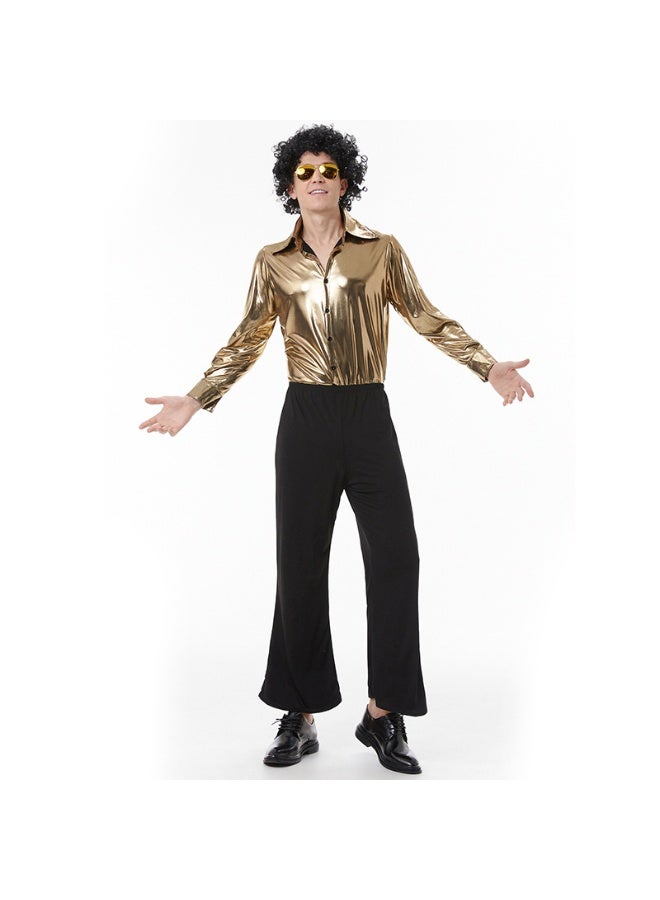 NIBEMINENT Halloween costumes, adult retro hippie generation disco golden couple nightclub singer performance costumes - Image 1