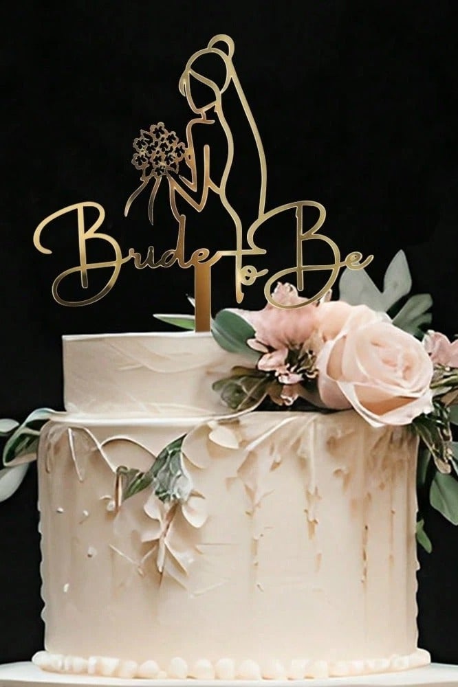 Party Decorations, Gold Cake Topper For The Bride, One Piece - Image 1