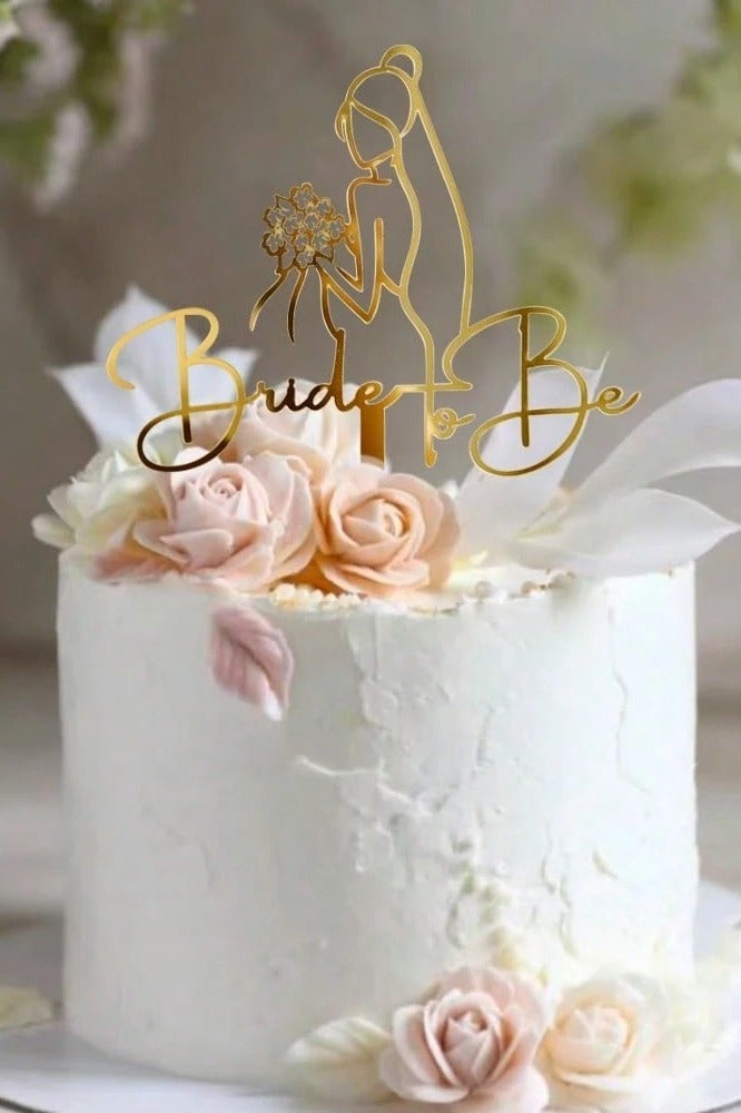 Party Decorations, Gold Cake Topper For The Bride, One Piece - Image 2