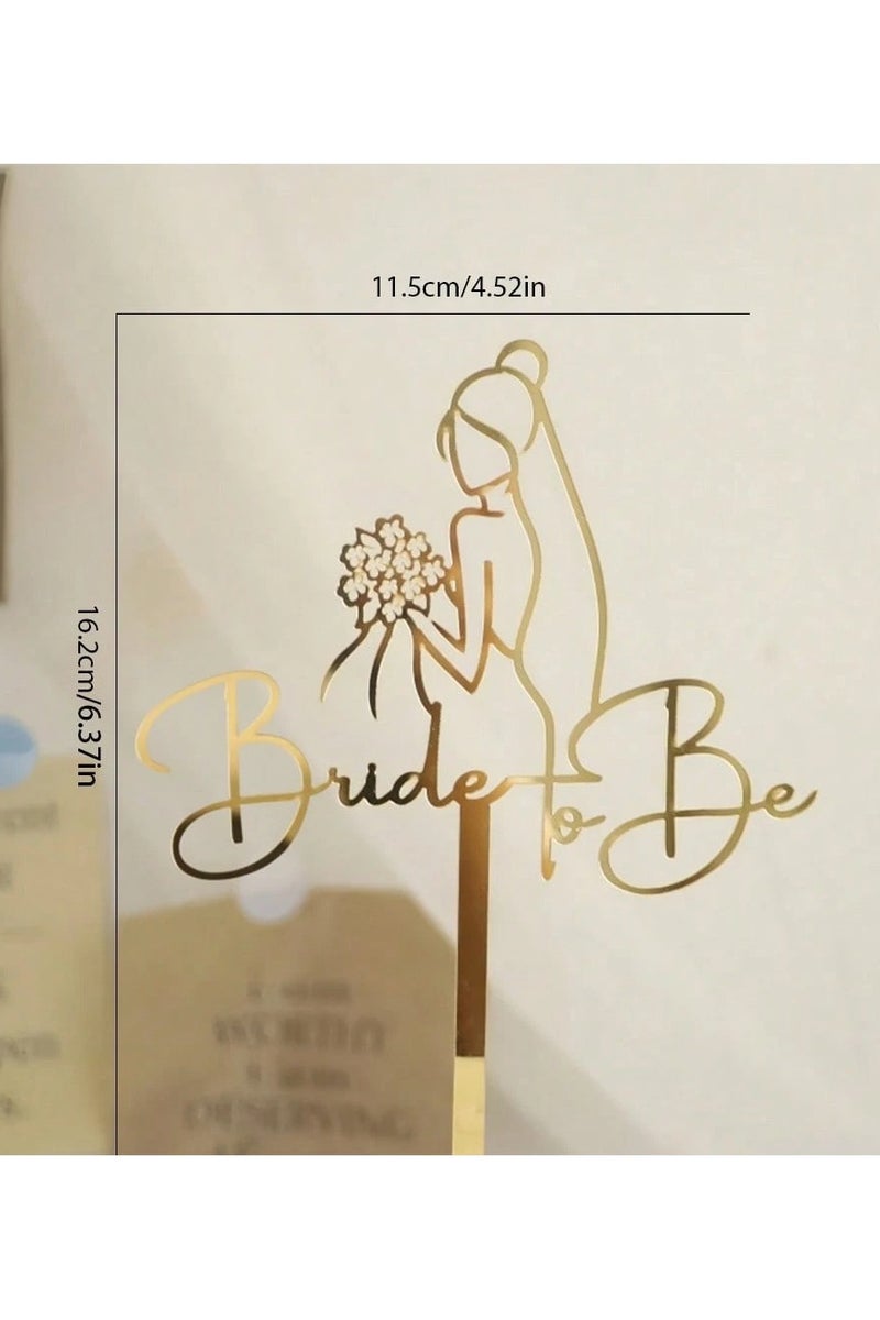 Party Decorations, Gold Cake Topper For The Bride, One Piece - Image 4
