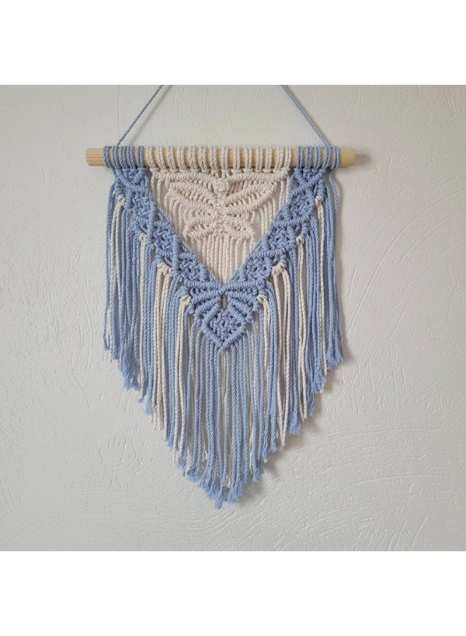 Antikiano A handmade macrame piece made of cotton threads. It has a simple and beautiful design that adds a special decorative touch to any room. Perfect for hanging on the wall in bedrooms or living rooms, and makes a lovely gift for handmade item lovers. - Image 1
