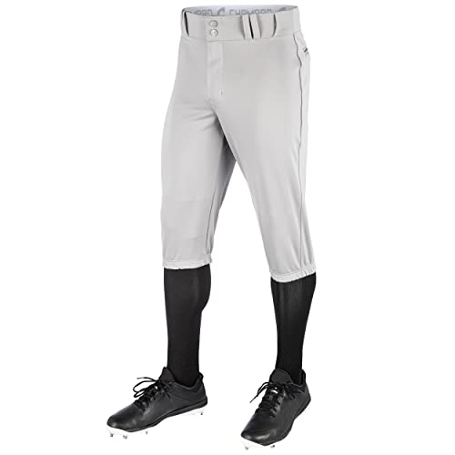 CHAMPRO Triple Crown Knicker Style Youth Baseball Pants in Solid Color with Reinforced Sliding Areas, Grey , X-Large - Image 1