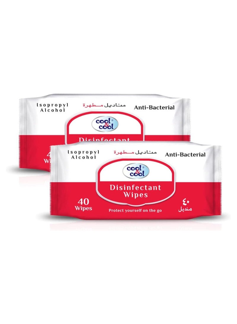 كول اند كول مناديل مطهرة كول اند كول عبوة مزدوجة 40 منديلًا
