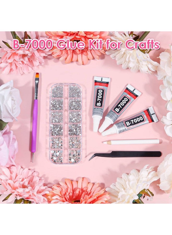 Audab B7000 Jewelry Adhesive Glue With Rhinestones For Crafts 2100Pcs Flat Back Gems Crystal Rhinestones With Tweezer Dotting Tools Clear Glue For Diy Clothes Fabric Shoes Jewelry Making Nail Art - Image 3