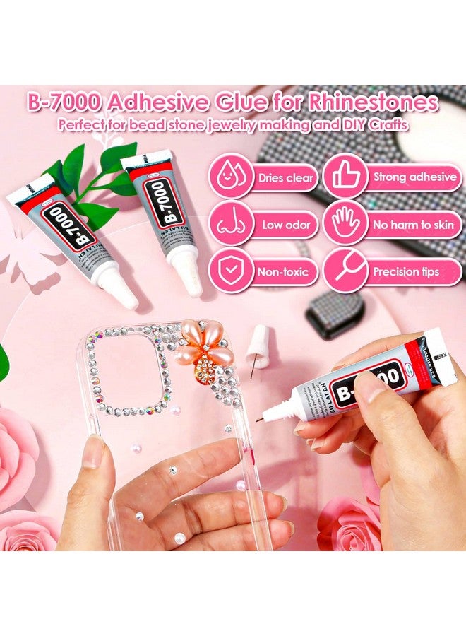 Audab B7000 Jewelry Adhesive Glue With Rhinestones For Crafts 2100Pcs Flat Back Gems Crystal Rhinestones With Tweezer Dotting Tools Clear Glue For Diy Clothes Fabric Shoes Jewelry Making Nail Art - Image 4