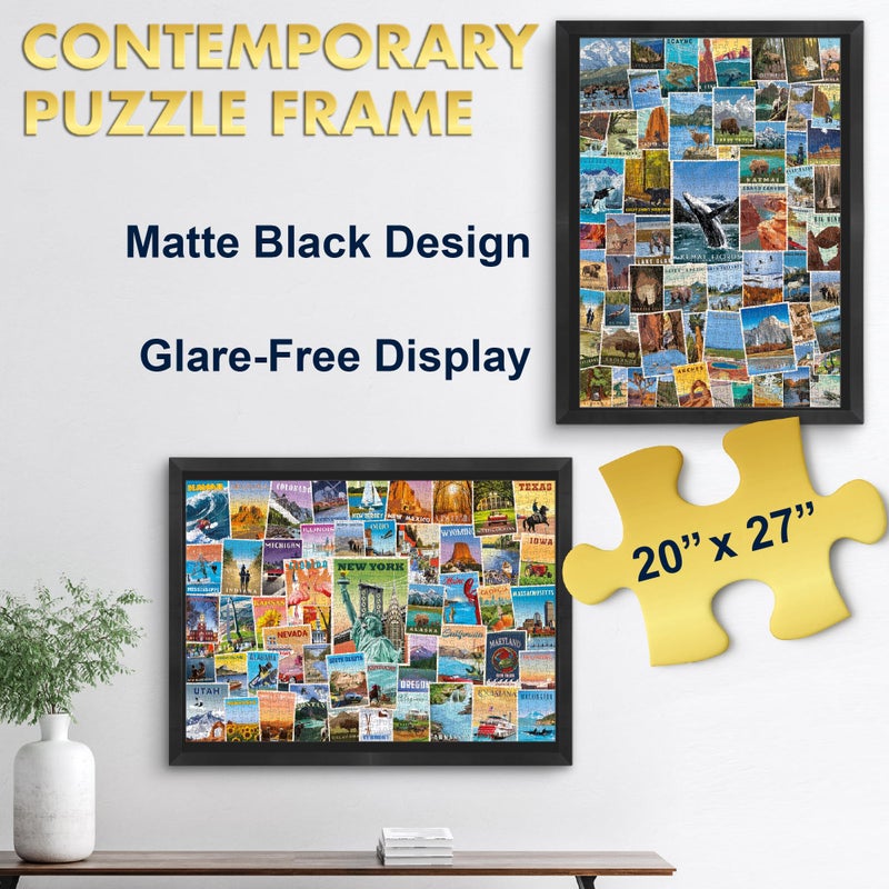 Funwares 20x27 Puzzle Frame â€“ No Glass or Plastic Cover â€“ Easy Click Assembly, Lightweight & Glare-Free Display for 1000 Piece Puzzles â€“ Hang Vertical or Horizontal, Includes Puzzle Sheets! - Image 2