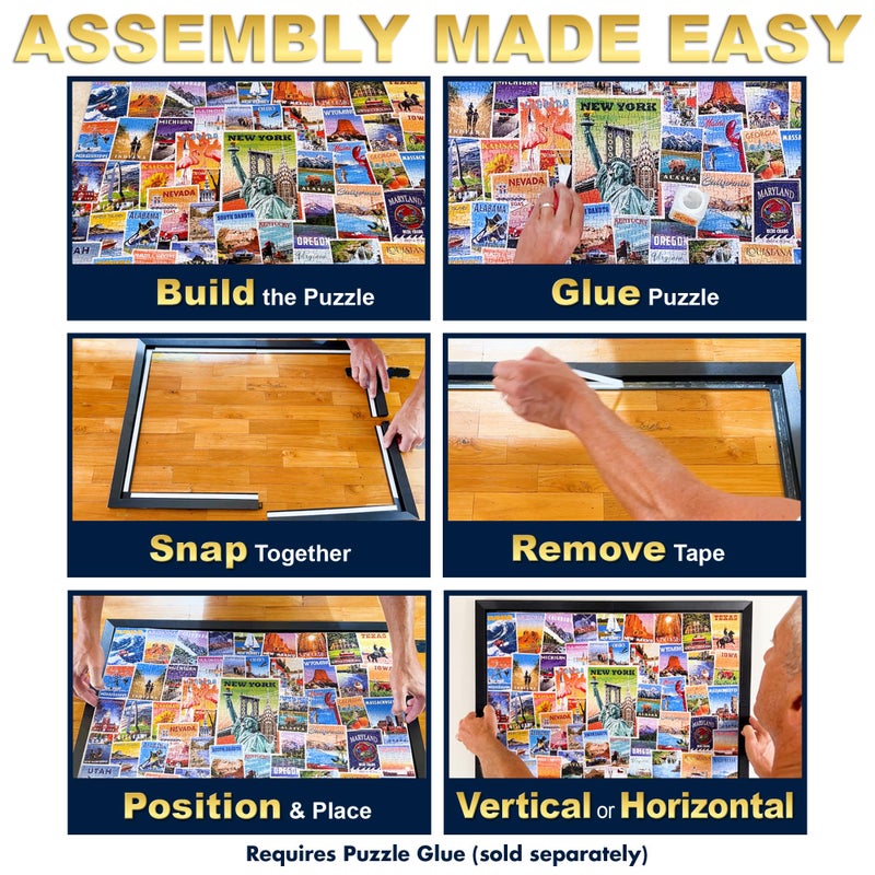 Funwares 20x27 Puzzle Frame â€“ No Glass or Plastic Cover â€“ Easy Click Assembly, Lightweight & Glare-Free Display for 1000 Piece Puzzles â€“ Hang Vertical or Horizontal, Includes Puzzle Sheets! - Image 3