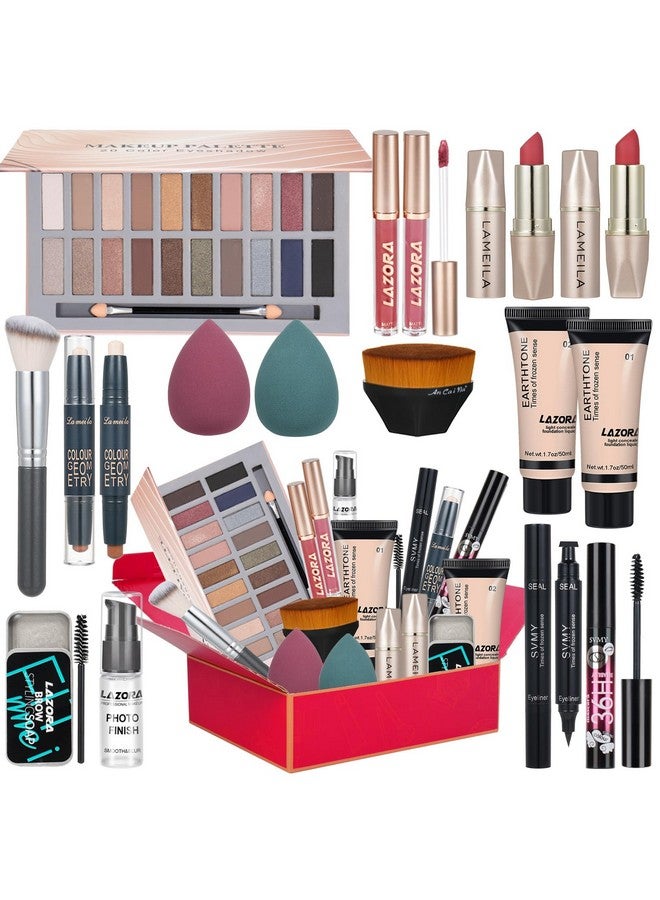 venshun All In One Makeup Kit For Women Full Kit Includes Palette Foundation & Face Primer, Makeup Brush Makeup Sponge, Eyebrow Soap, Winged Eyeliner Stamp 20 Colors Eyeshadow Gift Set For Women, Girls & Teen - Image 1