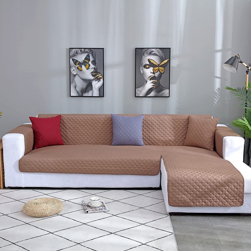 JIABOLANG Double Side L Shape Couch Cover Sectional Sofa Covers Set Chaise Couch Cover Slip Covers for Sofas Couches Sectional Furniture Protector Cover LargeCoffee