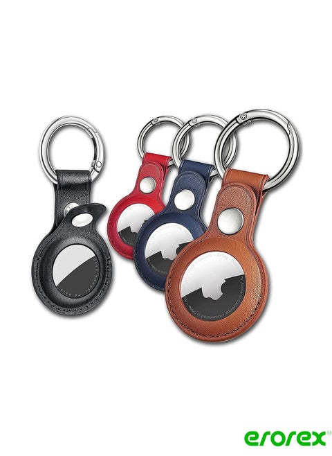 4 Pack Anti Lost Leather Case for AirTag Protective Case Cover with Keychain Ring Designed Safety Apple Airtag Tracking Locator Anti Lost Tracker Finder Protector（Multiple Colours ）