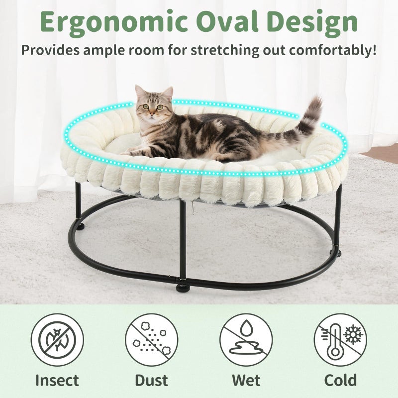 Sunhoo Elevated Cat Bed for Indoor Cats Raised Kitten Hammock Large High Puppy Cot Off Floor Self-Supporting Small Pet Chair with Metal Frame Washable Cushion Easy Assembly 23 * 17 * 8.3 in (White) - Image 3