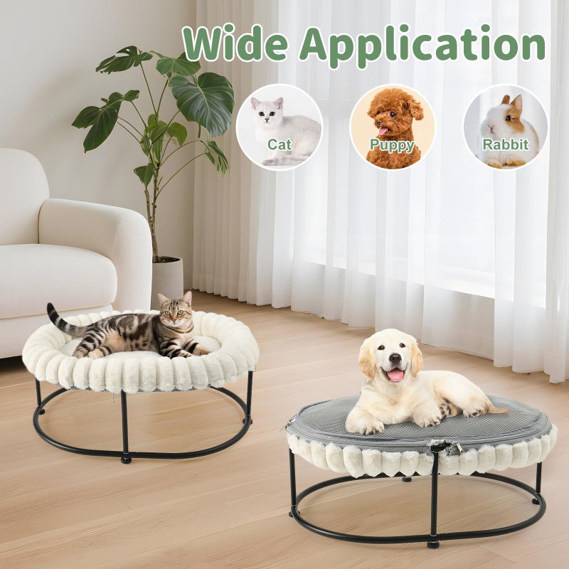 Sunhoo Elevated Cat Bed for Indoor Cats Raised Kitten Hammock Large High Puppy Cot Off Floor Self-Supporting Small Pet Chair with Metal Frame Washable Cushion Easy Assembly 23 * 17 * 8.3 in (White) - Image 5